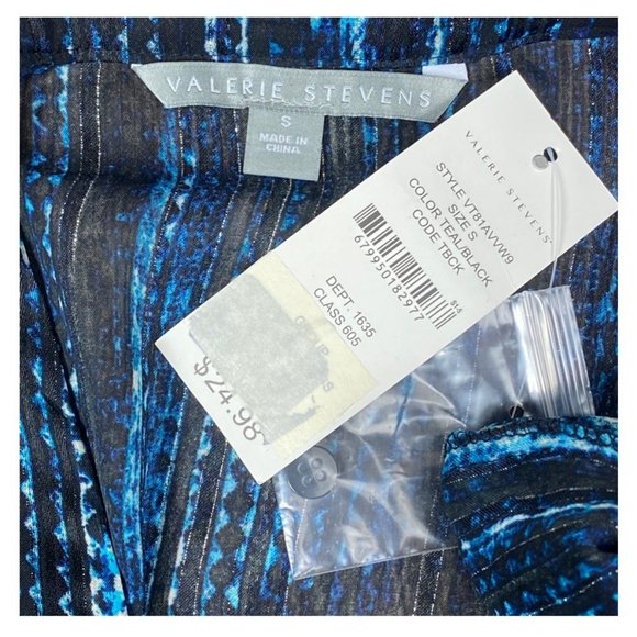 Valerie Stevens Womens Button Front Shirt Blue Str - Picture 3 of 3